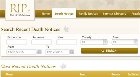 www.rip.ie death notices.